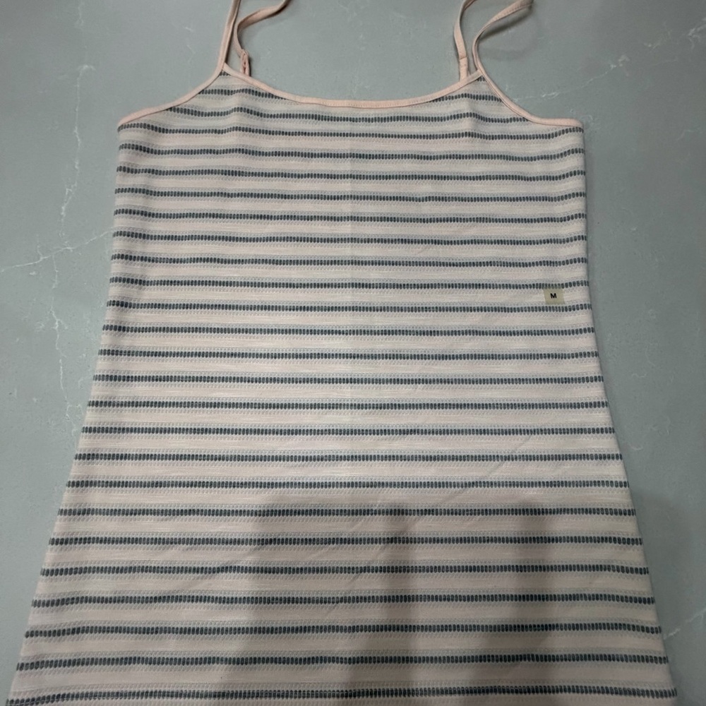 New LOFT Striped Knit Cami in Peach and Gray, M